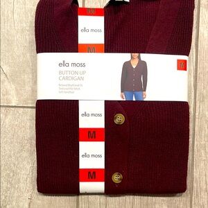Ella Moss Deep Red Button-Up Cardigan